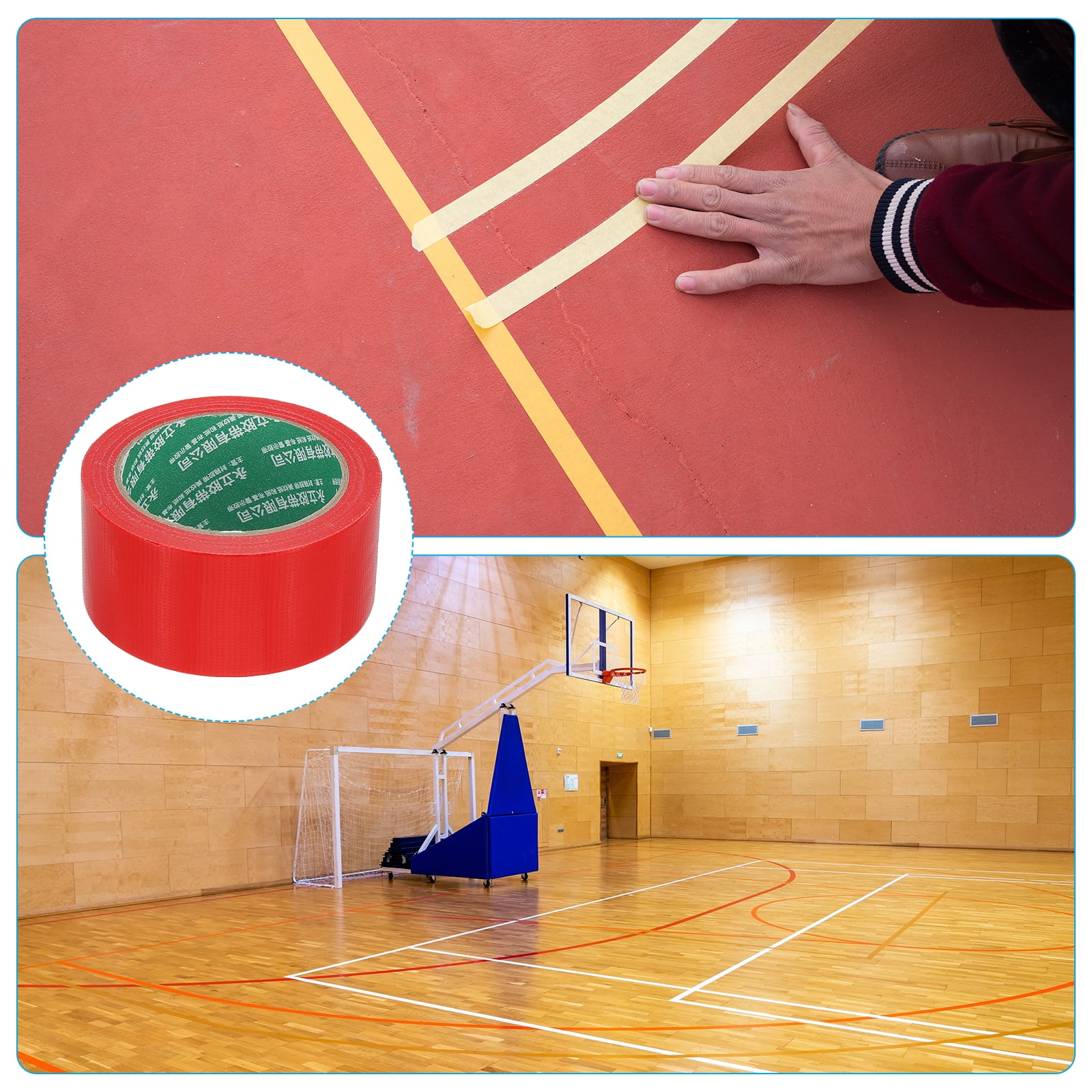 Uxcell Pickleball Ball Court Marking Tape 66ft, Marking Edge Guard Ultra-Adhesive Tape, Red 4 Pcs
