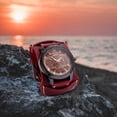 thumbnail image 4 of Reloj de pulsera para hombre, reloj de pulsera para hombre, correa ancha versátil con hebilla de pasador, estilo punk. Rojo, 4 of 9