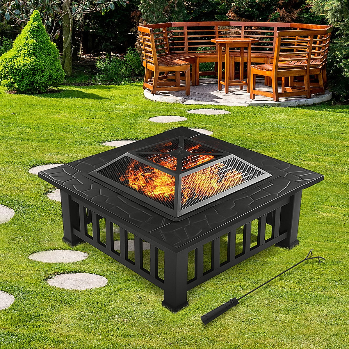 MaxxGarden garden fireplace patio stove Black garden stove steel grill