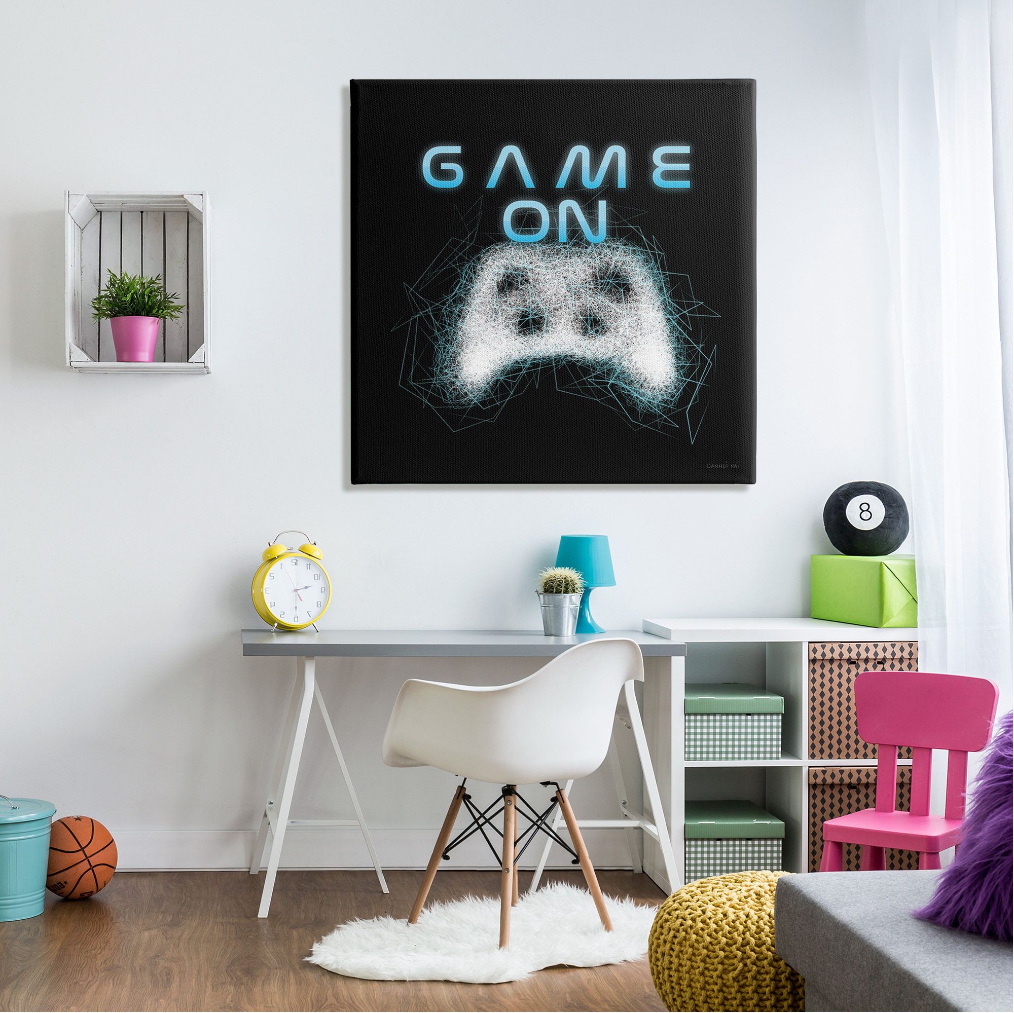 Stupell Industries Game On Abstract Controller Typography Painting Gallery Wrapped Canvas Print Wall Art, 36 x 36