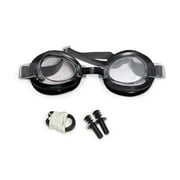 Goggles, Ear Plug and Nose Clip Swimming Pool Accessory Combo Set for Juniors 6" - Black