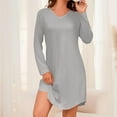 thumbnail image 2 of cfhntfmh Nightgowns for Women Comfy V Neck Long Sleeve Nightshirts Soft Flowy Plain Loungewear Sleepwear for S-XXL, 2 of 7