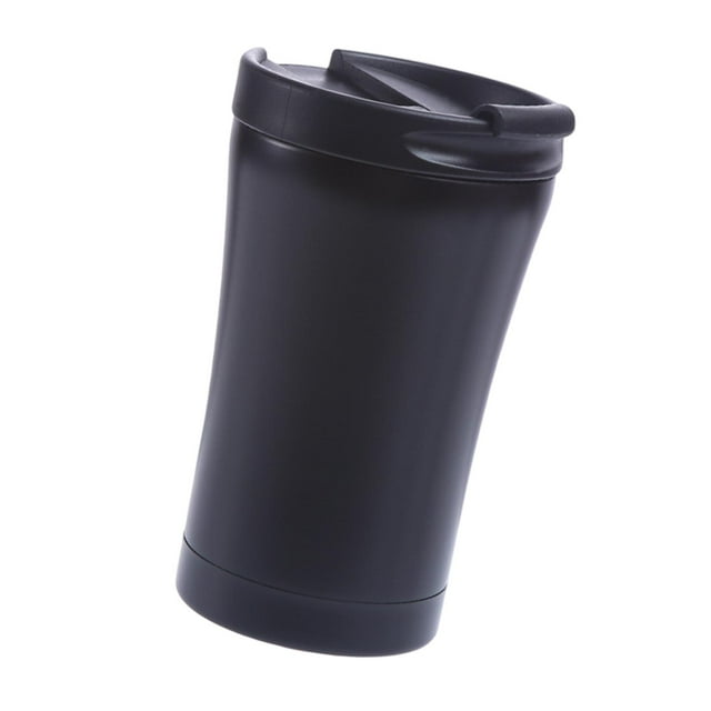 Vaso de café de viaje con tapa, botella térmica reutilizable de acero inoxidable para negro