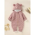thumbnail image 6 of Bagilaanoe Newborn Baby Girl Boys Knit Jumpsuit Sweater Long Sleeve Fleece Lined Hooded Bodysuit 3M 6M 12M 18M Infant Winter One Piece Romper, 6 of 8