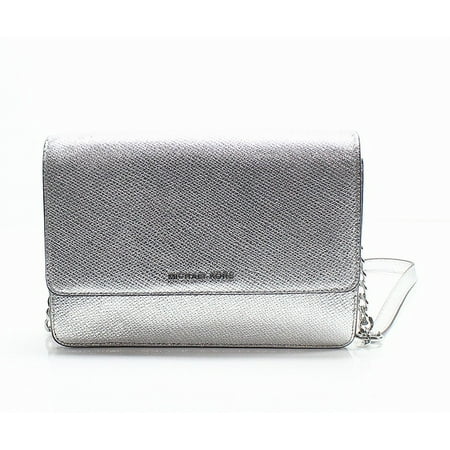 Michael Kors Silver Leather Large Gusset Chain Strap Crossbody Bag $228 - 0