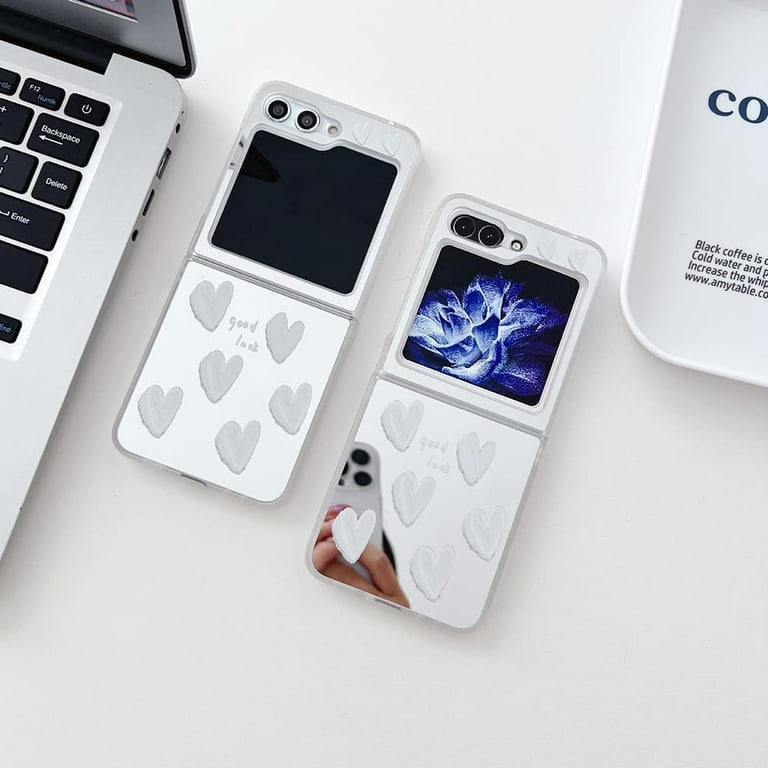 ★DESIGN SKIN★ Galaxy Z Flip 5 Heart Mirror Case for Samsung Galaxy Z Flip 5 Case Stylish Mirror Back, Cute