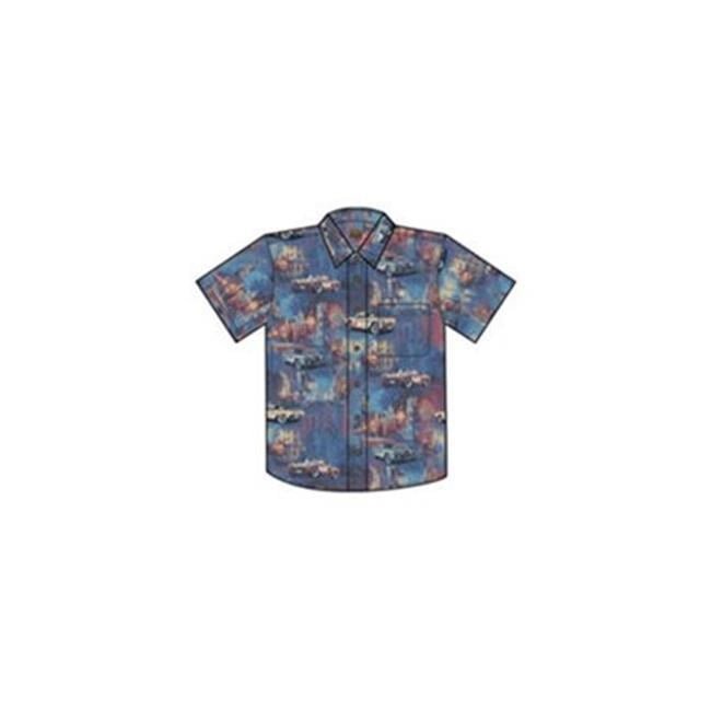 Misc Novelty Clothing Misc. Novelty Clothing BRWS17059GS Men Corvette Design Woven Shirt, Blue
