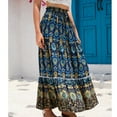 thumbnail image 4 of Womens Maxi Skirt 2025 Casual Flowy Elastic High Waist Long Skirts with Pockets Summer Beach Style Dark Blue L, 4 of 6