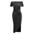 thumbnail image 6 of IDALL Prom Dresses,Formal Dresses Women Off Shoulder High Slit Bodycon Dress Short Sleeve Dresses Graduation Dress,Bodycon Dresses,Petite Dresses Black Dress L, 6 of 7