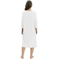 thumbnail image 5 of Xmarks Women's Long Nightgown 3/4 Sleeve Nightshirt Sleepwear Cute V Neck Nightdress Side Slit Sleeve Sleep Pajamas Dress Mid-Calf Length Loose Casual Dress Soft Ladies House Dress, S-2XL, 5 of 5