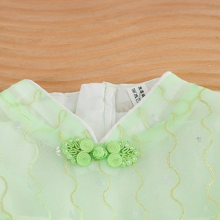 

PEASKJP Dresser Girls Toddler Elegent Short Sleeve Flutter Chiffon Bowknot Princess Dress Green 2-3 Years