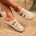 thumbnail image 3 of Rokment Womens Closed Toe Gladiator Clogs Suede Buckles Comfortable Backless Slip on Walking Flat Sandals for Boho Beach Summer 2026 Beige Size 6, 3 of 7