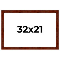 32x21 Walnut Brown Veneer Real Wood Picture Frame Width 1.75 inches | Interior Frame Depth 0.5