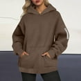 thumbnail image 3 of Scyoekwg Womens Oversized Hoodies Fall Fashion Hooded Sweatshirts Pullover Long Sleeve Hoodies Casual Loose Winter Clothes (Coffee,L), 3 of 6