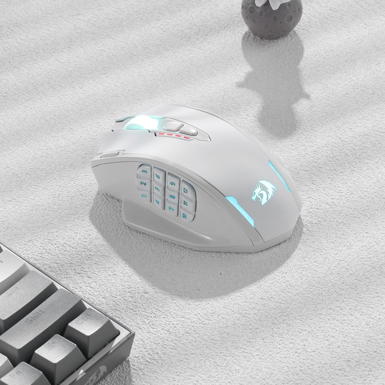 Redragon M913 Gaming 16000 DPI Wired 2.4Ghz Wireless RGB Optical Gamer Mice 16 Programmable Buttons, Black/White Mouse