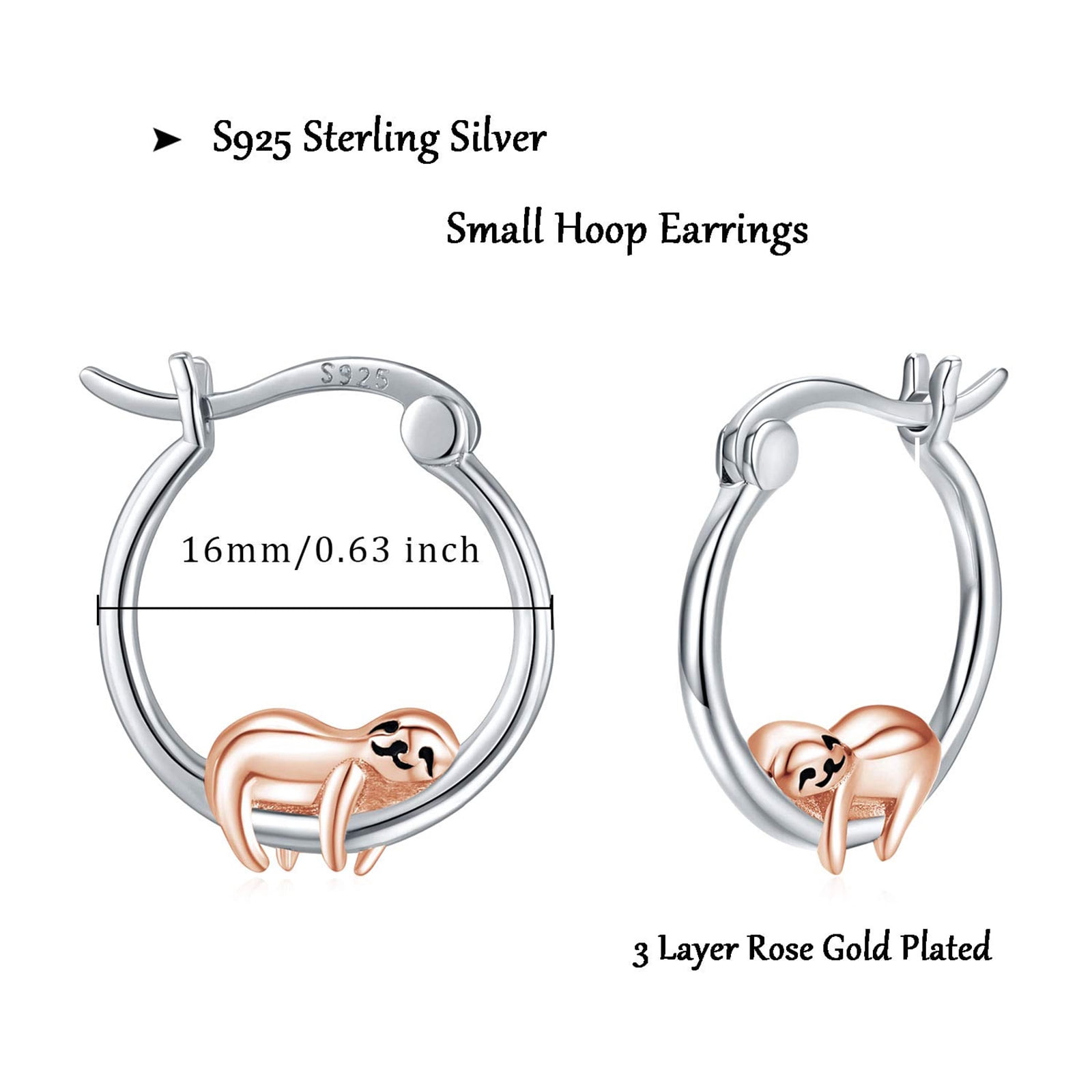 Coachuhhar Sloth Earrings for Women 925 Sterling Silver Hypoallergenic Sloth Hoop Earrings Cute Animal Earrings Sloth Jewelry Gift for Sloth Lover
