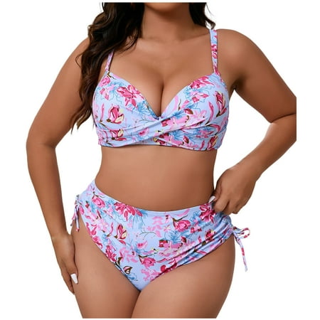ZQGJB Womens Plus Size Tankini Swimsuits Vintage Floral Printed Summer Tummy Control Two Piece Bathing Suit Flowy Swimdress with Boyshorts(Pink#04 XXL)