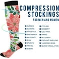 thumbnail image 4 of FREEAMG High Elasticity Compression Socks, High Knee Socks Adult Universal Leisure Relieve Fatigue,Christmas Poinsettia Flowers Travel Daily with Running (2 Pair), 4 of 7