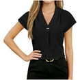 thumbnail image 4 of Livrdious Womens Tops Cap Short Sleeve Textured V Neck Tunic Blouses for Women Dressy Casual Business Clothes, S-2X, 4 of 5