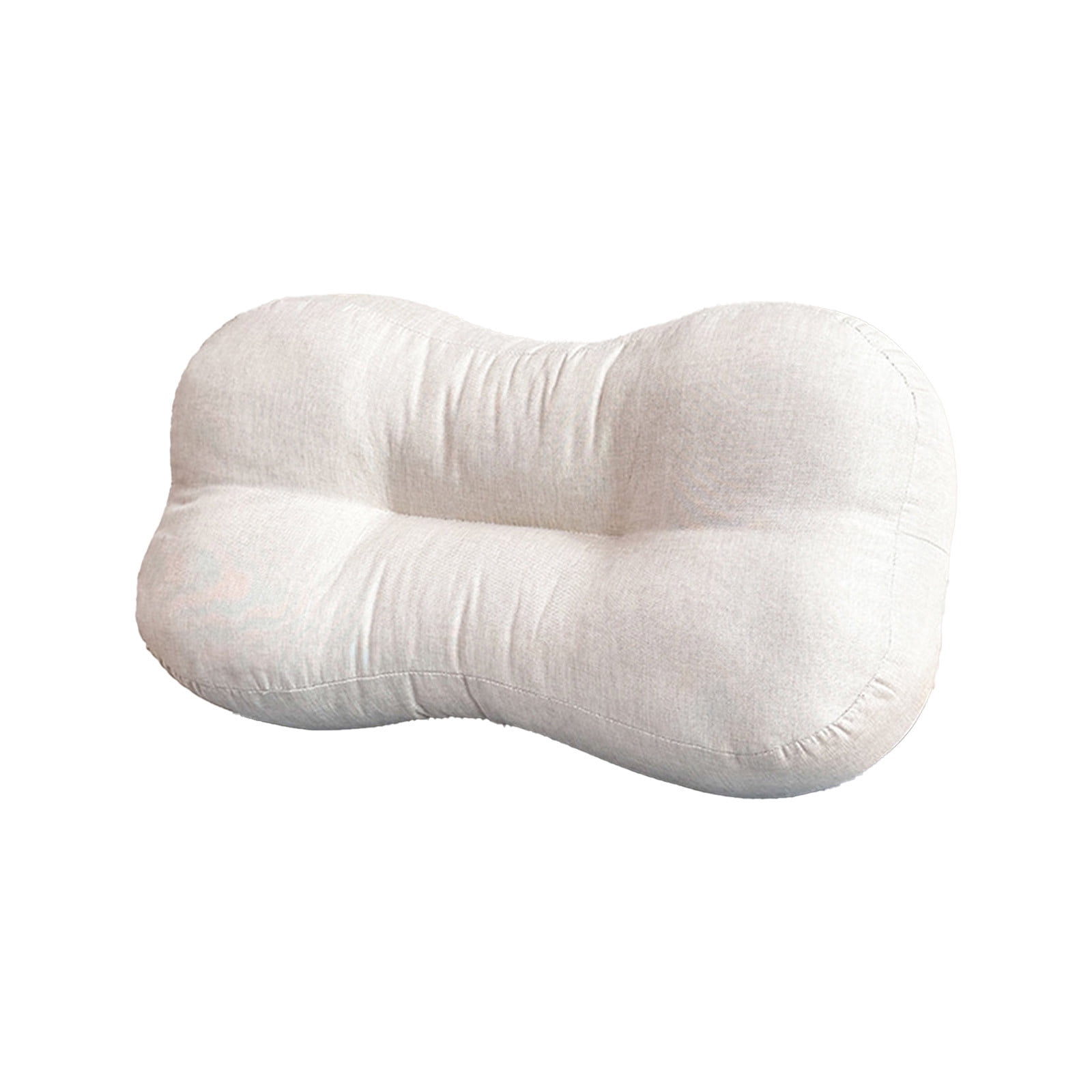 LHNFT Ergonomic Butterfly-Shaped Neck Pillow, Contoured Cervical Support Pillow for Neck Pain Relief, Soft Linen-Feel Pillow for All Sleeping Positions