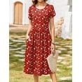 thumbnail image 2 of Vestido casual Zeagoo de manga corta Midi Aline Floral Black, 2 of 6