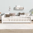 thumbnail image 2 of Miniyam Wood Twin Size Floor Bed with Built-in Book Storage Rack for Toddler, White, 2 of 7