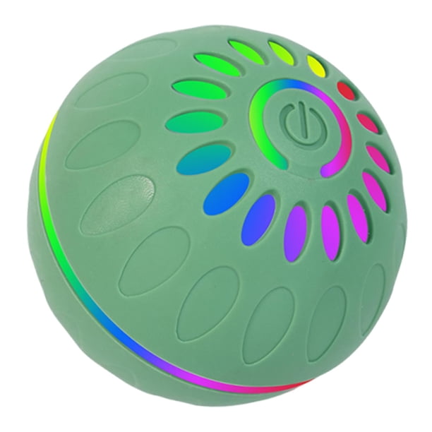 Pelota interactiva para perros con luz colorida, recargable por USB, para entrenamiento de ejercicio. Verde