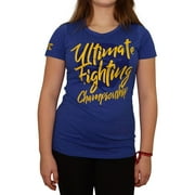 UFC Womens Brushed Lettering Graphic T-Shirt, Blue, X-Large
