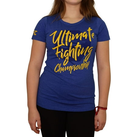 UFC Womens Brushed Lettering Graphic T-Shirt, Blue, X-Large