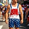 thumbnail image 5 of Toome Men's American Flag Overalls Shorts, 4th of July Patriotic Romper Jumpsuit with Adjustable Straps, Stars and Stripes Denim Bibs for Independence Day, Memorial Day, 5 of 8
