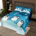 YST Cute Penguin Twin Quilt Bedding Set,Blue Winter Snowflake Bedspread
