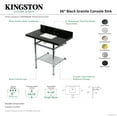 thumbnail image 4 of Kingston Brass KVPK36KBSQB7 Templeton 36" Black Granite Console Sink with Brass Legs and Shelf (8-Inch, 3-Hole), Black Granite/Brushed Brass, 4 of 4