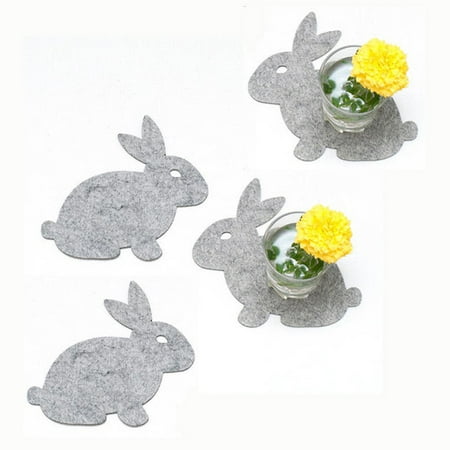 

4 Pieces Creative Easter Rabbit Shape Mats For Drinks Cup Bottle Holder