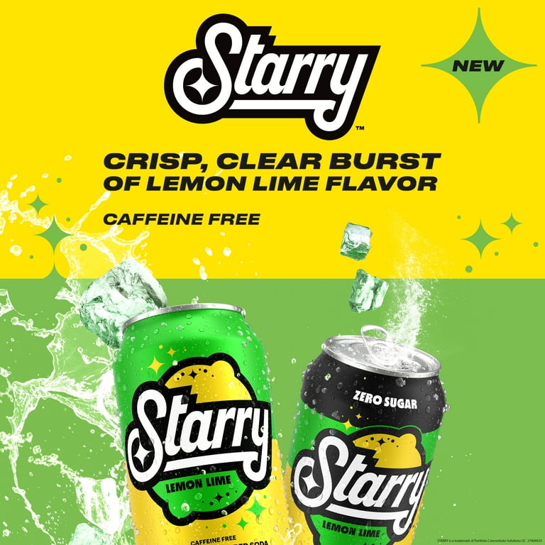 Starry Lemon Lime, Flavored Soda, 12 Fl Oz Cans, 24 Pack