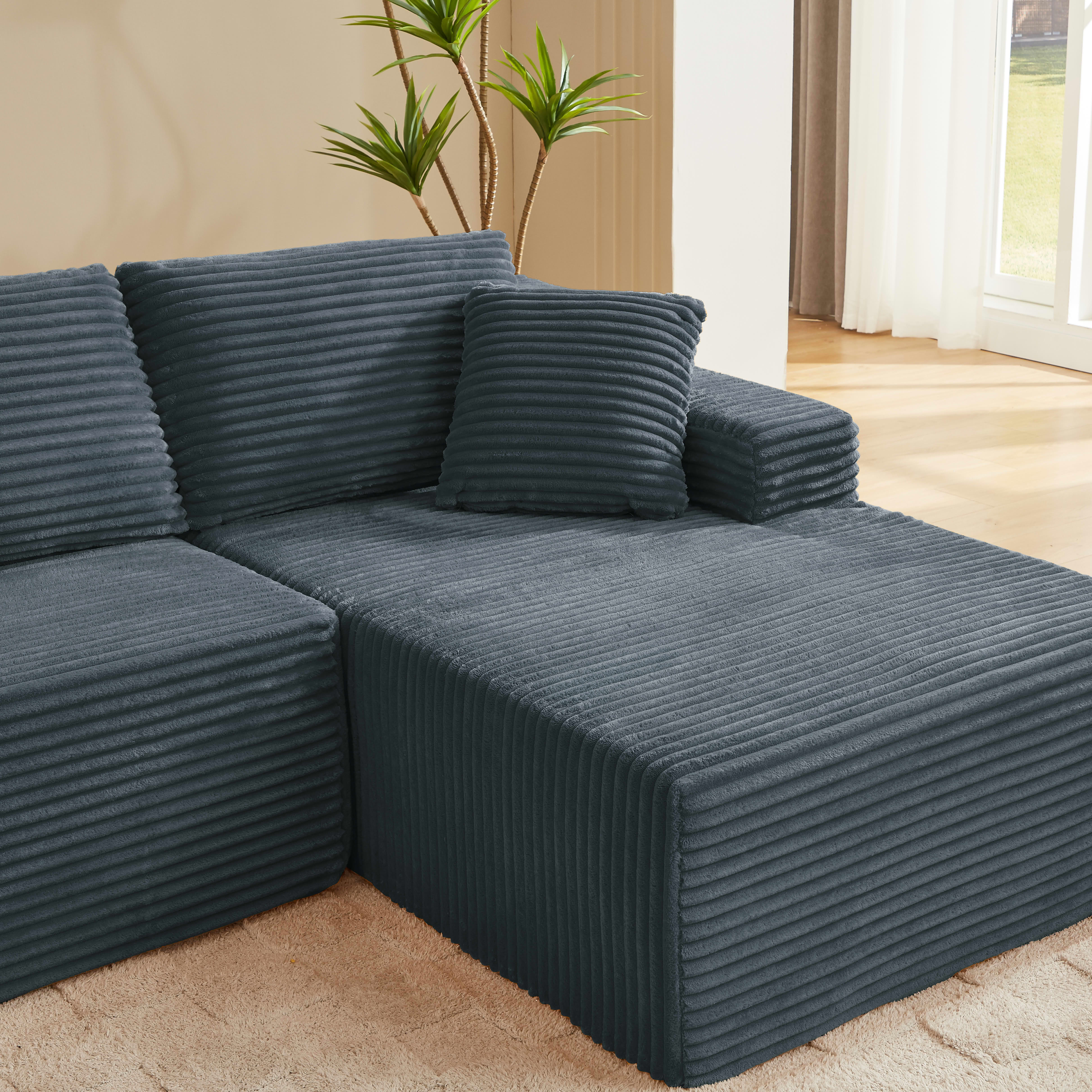 MAYEERTY L-Shaped Cloud Sectional Sofa, No Assembly Required Sleeper Couch for Bedroom & Apartment, 103×65" Dark Gray