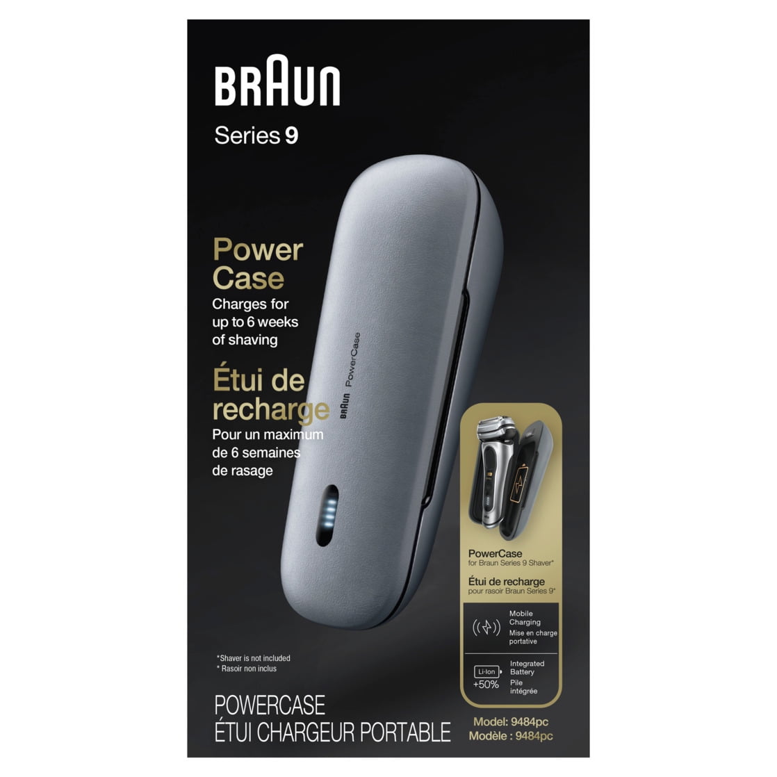 Braun Powercase, compatible with Braun Series 8 and 9 Electric Shavers, charges for up to 6 weeks