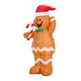 thumbnail image 4 of US Plug 5ft Lighted Inflatable Gingerbread Man with Santa Hat & Candy Cane - 190T Waterproof Polyester LED Outdoor/Indoor Christmas Decoration, Includes Blower, Tethers, Stakes & Water Bags for, 4 of 7