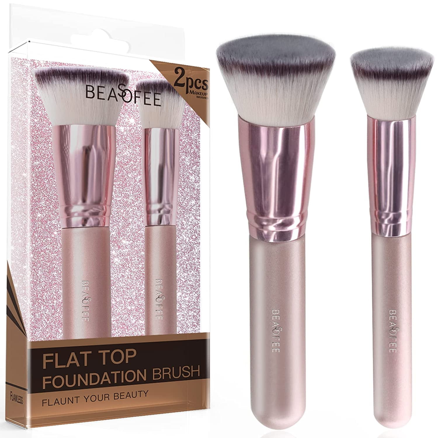 Foundation Brush Flat Top Kabuki Makeup Brushes 2 Pcs,Premium Makeup