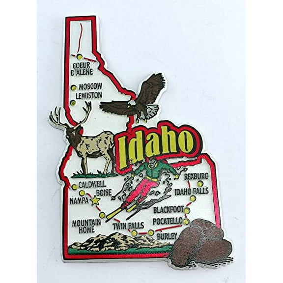 Idaho State Map and Landmarks Collage Magnet FMC