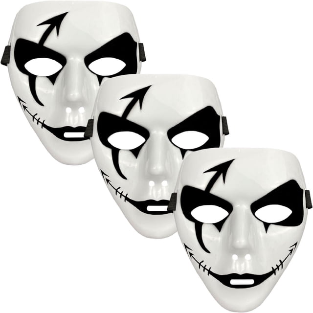 Halloween Disfraz de FreakMasc 3 pzas. 18x16x4 cm Plástico PVC Blanco y Negro Máscara Demoniaca.