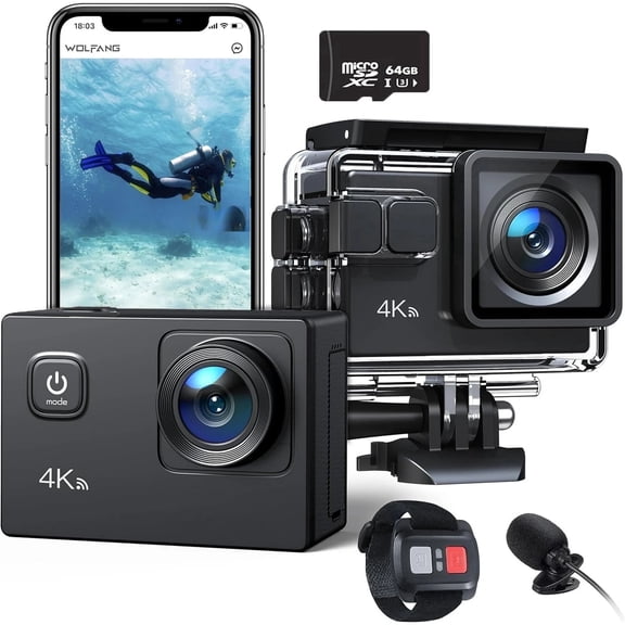 Open Box Action Camera Full HD 1080P WiFi, 2 LCD 170 Degree Angle Sports