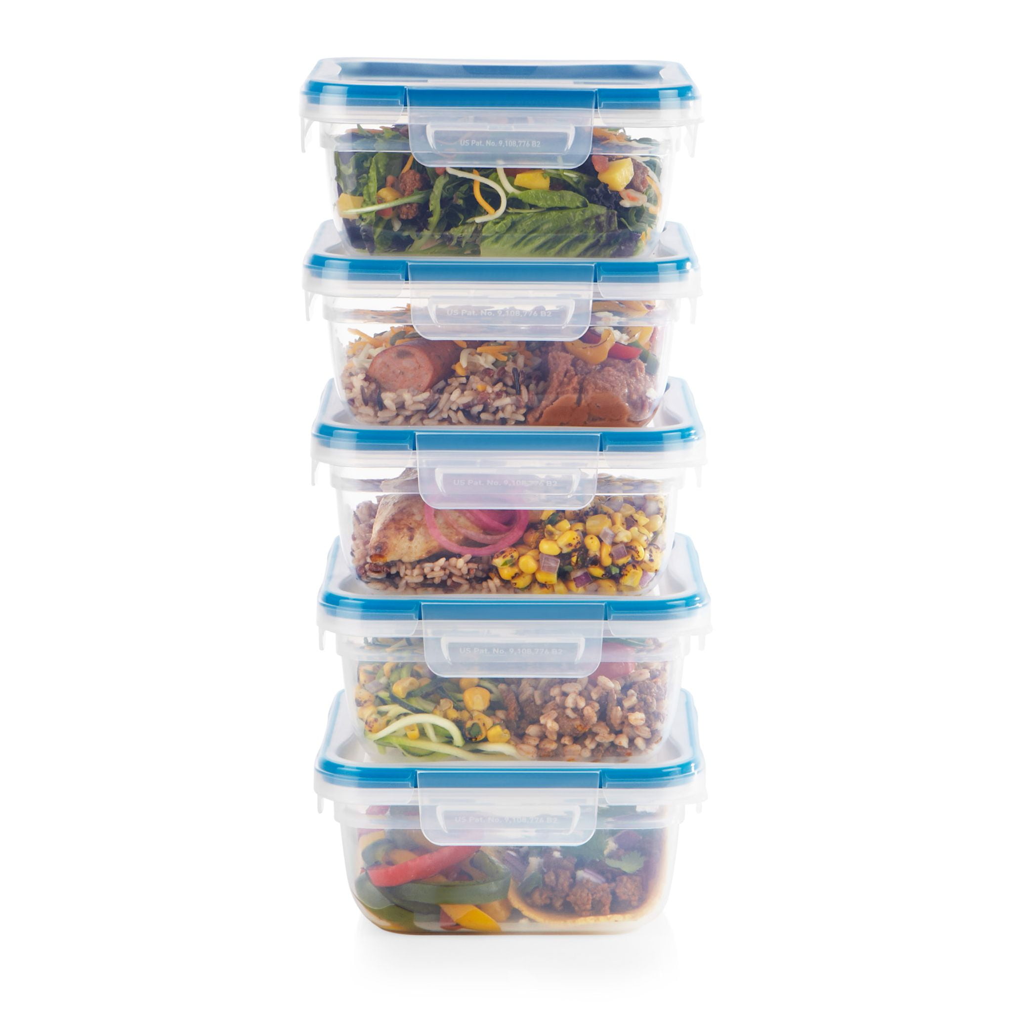 Snapware Total Solution 20-Pc Plastic Food Storage Containers Set, 8.5-Cup,  5.5-Cup, 4-Cup, 3-Cup, and 1.2-Cup Meal Prep Containers, BPA-Free Lids