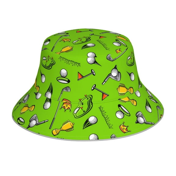 Vsdgher Golf Sport Club Print Bucket Hat for Men&Women Bucket Hat Reversible Summer Double-Side-Wear Travel Gardening, Beach, Camping, Hiking, Fishing Cap