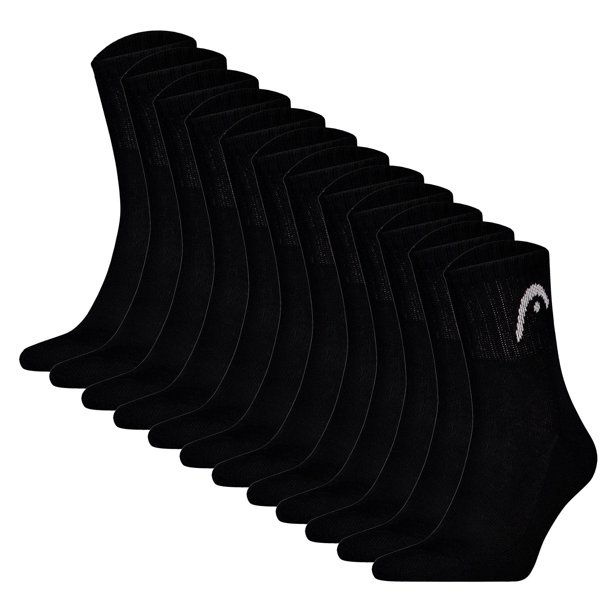 HEAD Calcetines unisex, paquete de 12 - All Sports Training Short Crew, calcetines deportivos, logotipo, color sólido Negro 39-42