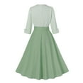 thumbnail image 3 of ClodeEU Women's Vintage V Neck Three Quarter Sleeves Knee Length Dress,Casual Dressy Work Dress Green,Womens Plus M, 3 of 5