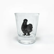 WIRESTER 1.5oz Crystal Shot Glass for Coffee Beer Wine Whiskey Vodka Milk Water & More - Black Silkie Chicken