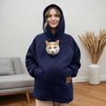 thumbnail image 2 of HOWPAY Cat Hoodie Women Pet Carrier Hoodies with Dog Pouch Warm Pullover Long Sleeve Zipper Kangaroo Pocket Cozy Comfy Sweatshirt Navy L, 2 of 9