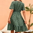 thumbnail image 4 of ClodeEU Women's Polka Dot Print A Line Midi Dress,Round Neck Short Sleeve High Waist Dress Green,Women's Plus XL, 4 of 5