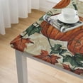 thumbnail image 4 of HAOXIT  Deluxe Elastic Edged Flannel Backed Vinyl Fitted Table Cover - Pumpkin All Over Pattern - Square - Fits Square Tables white, 4 of 7