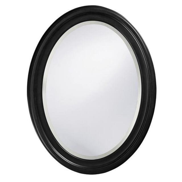HomeRoots 384187 Oval Shaped Black Wood Frame Mirror, Matte Black